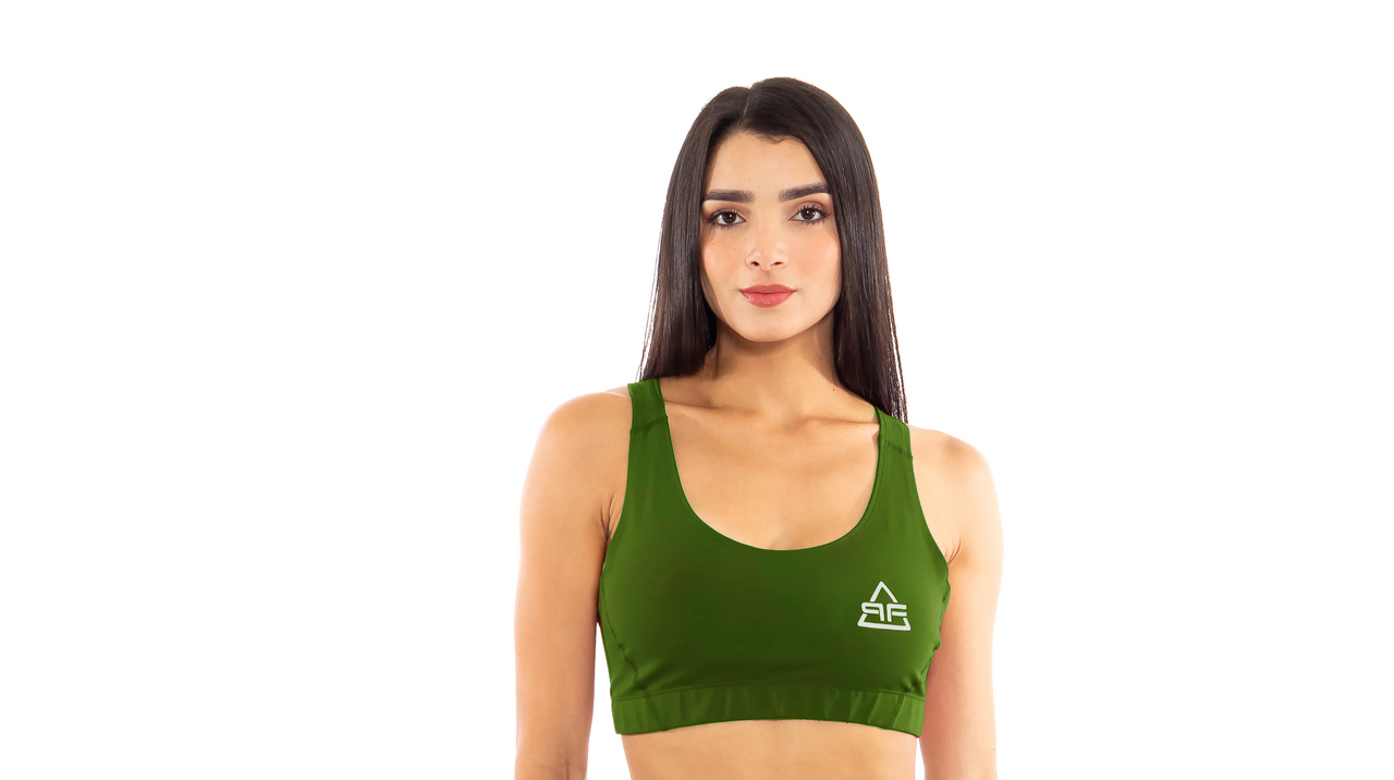 Green Seamless Ribbed Bra